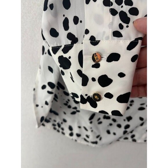 Alfani Women's Button Down Blouse White & Black Dalmatian Print Size 2X - Picture 3 of 7